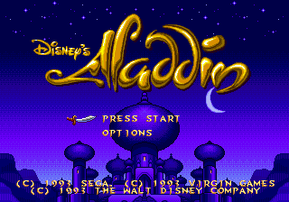 Aladdin title screen for Sega Genesis